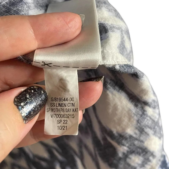 GAP Men's Blue & White IKAT Linen Short Sleeve Button Down Shirt Sz Large - Picture 10 of 12